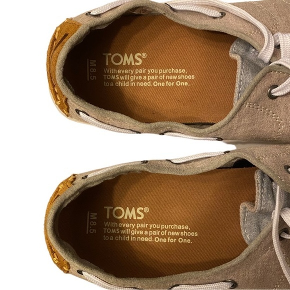 Toms mens culver boat shoe tan and blue size 8.5 NWOB - Picture 3 of 10